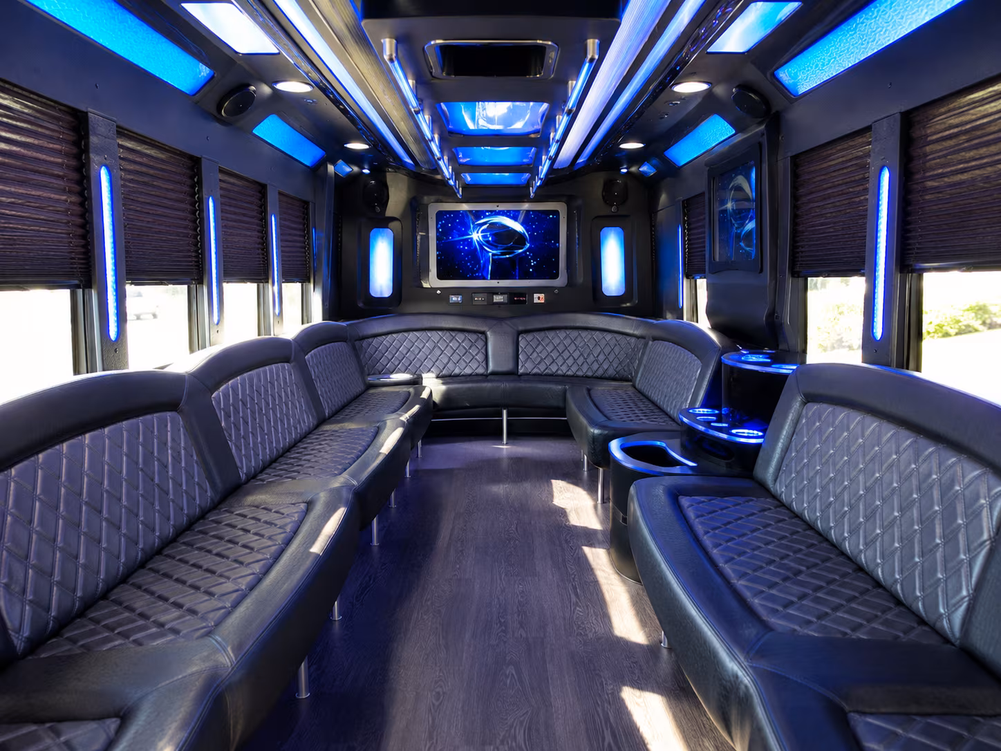 boise 28 passenger party bus inside